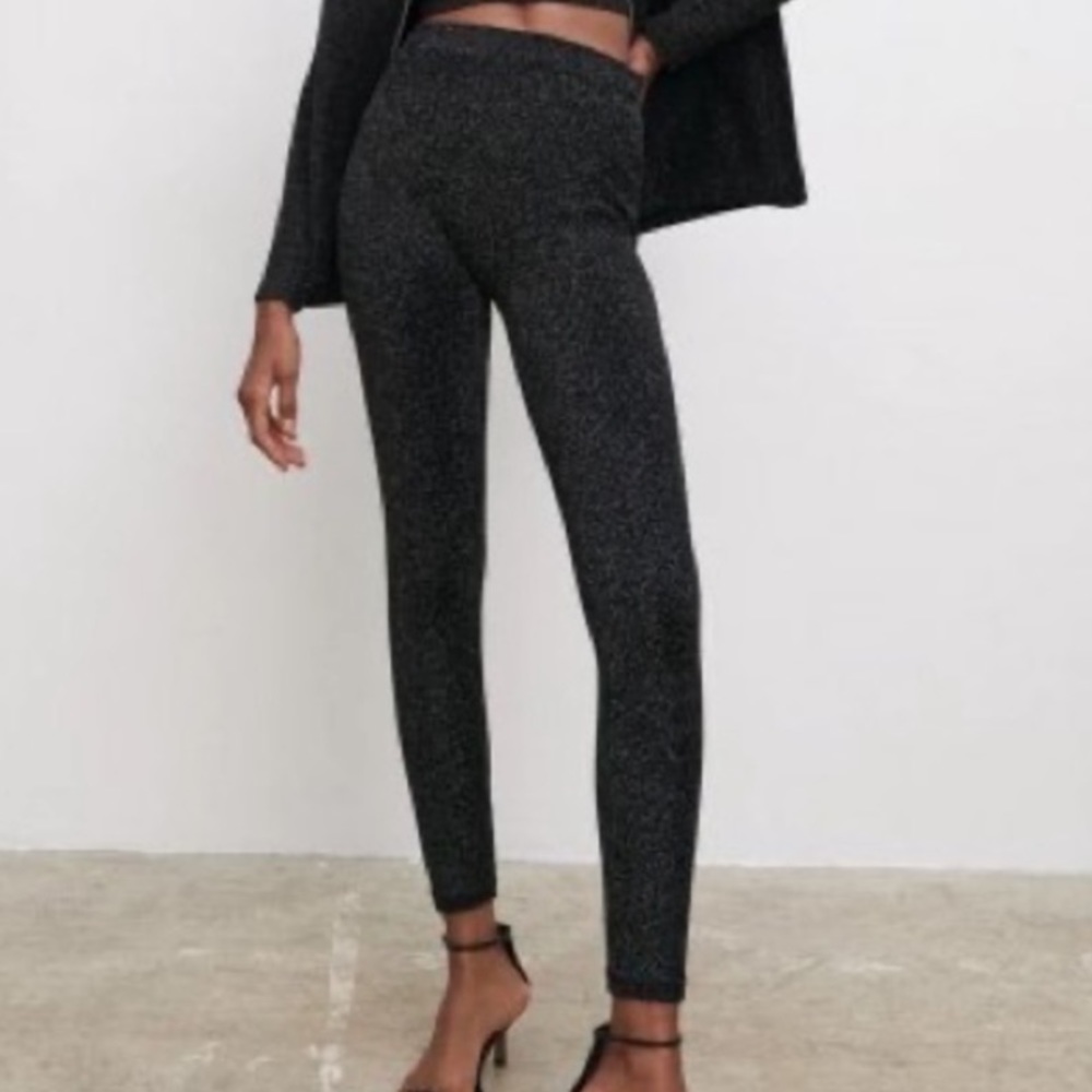 Zara limited edition metallic thread legging